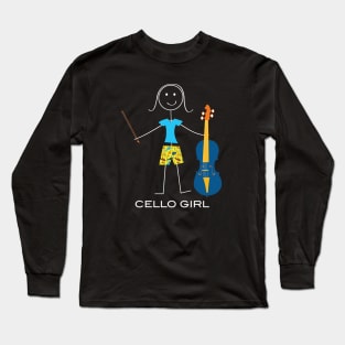 Funny Womens Cello Girl Long Sleeve T-Shirt